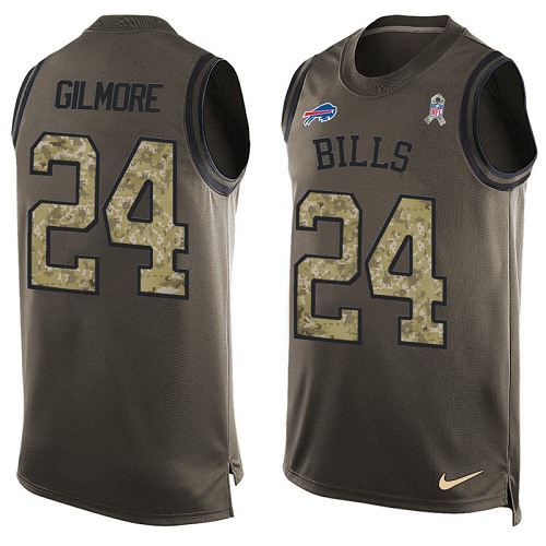 Men's Limited Stephon Gilmore Nike Jersey Green - #24 Salute to Service Tank Top NFL Buffalo Bills